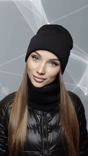 Шапка бини женская Buy me 87654 черная, р.50-56