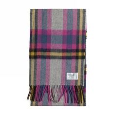 Шарф унисекс Edinburgh Lambswool Scarf deco check raspberry, 175x26 см