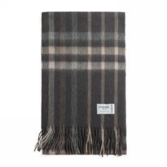 Шарф унисекс Edinburgh Lambswool Scarf oversized check taupe, 175x26 см