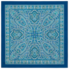 Платок женский Павловопосадский платок 1948 синий/голубой, 89х89 см