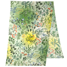 Палантин женский Павловопосадский платок 10807 зеленый/бежевый, 200х65 см