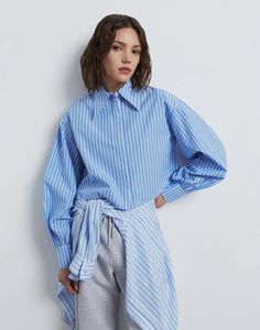 Рубашка женская Gloria Jeans GWT003628 синий/белый XXS/158