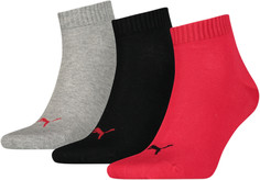 Комплект носков унисекс PUMA Unisex Quarter Plain 3P разноцветных 35-38 3 пары
