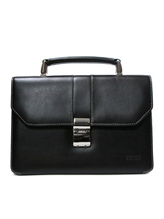 Сумка барсетка мужская PETEK 750, черный/гладкий/с белой строчкой