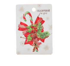 Кулон "Новогодний" леденец, цвет красно-белый в золоте Queen Fair