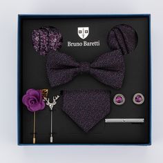 Комплект (галстук, бабочка, платки, запонки) мужской Bruno Baretti фиолетовый
