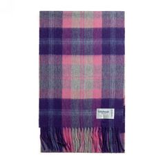 Шарф унисекс Edinburgh Lambswool Scarf baird check fuschia, 175x26 см