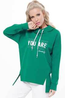 Худи женское DSTrend Стильная вещичка зеленое 52 RU