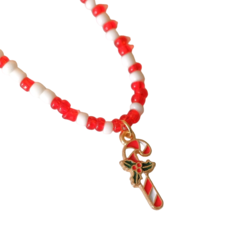 Кулон "Новогодний" бисер, леденец с бантиком, цветной в золоте Queen Fair