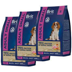 Сухой корм для собак маленьких пород Brit Premium с курицей, 3 шт по 3 кг Brit*