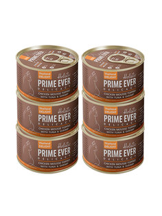 Консервы для кошек Prime Ever мусс цыпленок с тунцом и креветками, 6шт по 80г