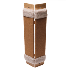 Когтеточка Totmart угловая, бежевая, ковролин, МДФ, искусственный мех, 60х23х2 см