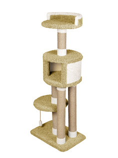 Комплекс для кошек Комфорт Хвостиков Хвастун, с домиком, оливковый, ковролин, 153 см