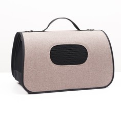 Сумка-переноска для животных Пижон Карпетбеггер с окном №2 жёсткая бежевая 40,5х24х24 см