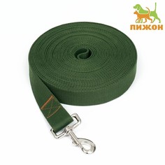 Поводок для собак Пижон, темно-зелёный, брезентовый, 10 м х 3,5 см