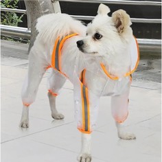 Дождевик-комбинезон для собак, унисекс, прозрачный, ПВХ, XL, длина спины 38 см No Brand