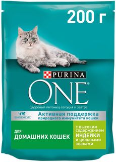Сухой корм для кошек Purina One, индейка с цельными злаками, 200 г
