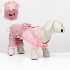 Комбинезон для собак Love, размер L, унисекс, розовый, велюр, длина спины 35 No Brand