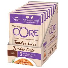 Влажный корм для кошек CORE CAT TENDER CUTS с нежными кусочками индейки и утки, 8шт по 85г Cor.E