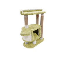 Когтеточка для кошек Комфорт Хвостиков Феликс, с домиком, оливковый, ковролин, 107 см