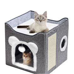 Домик для кошек и собак daDream с когтеточкой складной, серый