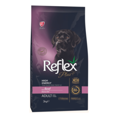 Сухой корм для собак Reflex Plus Adult High Energy с говядиной, 3 кг