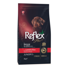 Сухой корм для щенков Reflex Plus Junior Medium Large Breed с ягненком и рисом, 3 кг