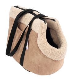 Сумка-переноска для животных Foxie Softy Classic с мехом, 30x20x20 см, бежевая