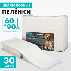 Пеленки для домашних животных Groomroom, белый, целлюлоза, 60 х 90 см, 30 шт