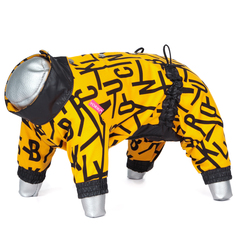 Комбинезон для собак Yoriki Футер Буквы, мужской, желтый, футер, размер XL, 32 см