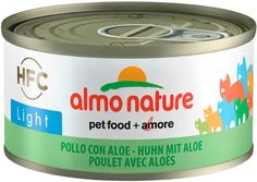 Влажный корм для кошек ALMO NATURE CAT LIGHT HFCс курицей и алоэ, 24 шт по 70 г
