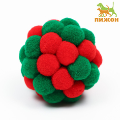 Игрушка для кошек Пижон Новогодний Пузырь, зеленый, красный, текстиль, 1 шт, 5 см