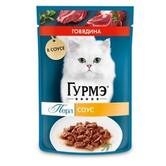 Влажный корм для кошек GOURMET PERLE говядина соус 26 шт по 75 г