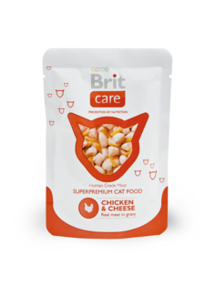 Влажный корм для кошек Brit care с курицей и сыром, 80 г Brit*