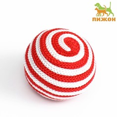 Игрушка для кошек Пижон Шар-погремушка, белый, красный, текстиль, 5,5 см