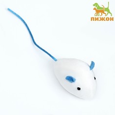 Игрушка для кошек Пижон Мышь с кошачьей мятой, белая, текстиль, мята, 5 см