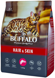 Сухой корм для кошек Mr.Buffalo Hair & Skin лосось 1,8 кг