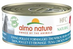 Влажный корм для кошек ALMO NATURE CAT HFC NATURAL с курицей, тунцом и сыром, 24шт по 150г