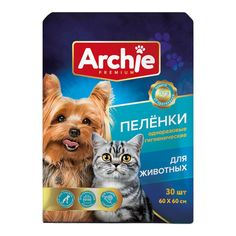 Пеленки для животных Archie Premium с липким слоем 60 х 60 см Без бренда