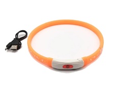 Ошейник для собак ZDK Walk с LED-подсветкой, оранжевый, силикон, 70 см