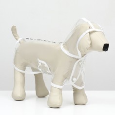 Дождевик для собак унисекс, белый, пластик, ПВХ, размер XS, длина спины 18 см No Brand