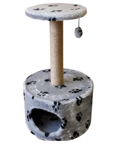 Когтеточка-Комплекс для кошек Zooexpress цилиндр с полкой мех джут 42x42x72 см