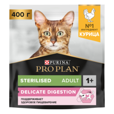 Сухой корм для кошек PRO PLAN Sterilised Adult DELICATE DIGESTION, курица, 400 г