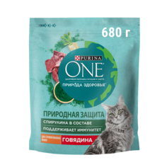 Сухой корм для кошек Purina ONE, Природа Здоровья, для стерилизованных, говядина, 680 г