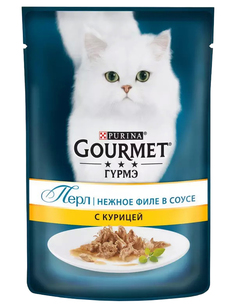 Влажный корм для кошек Gourmet Перл, с курицей в соусе, 85г
