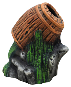 Декор для аквариума Бочка на камнях, керамический, 13x10x17 см No Brand