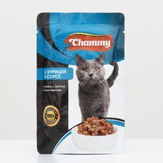 Влажный корм для кошек Chammy, курица, кусочки в соусе, 24шт по 100г