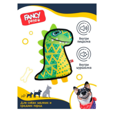 Игрушка для собак Fancy Динозавр с пищалкой, зеленая