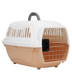 Пижон Переноска пластиковая с металлической дверью 47х32,5х30 см, вес до 9 кг, персиковая