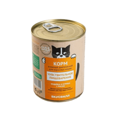 Влажный корм для кошек ВкусВилл при чувствительном пищеварении 340 г